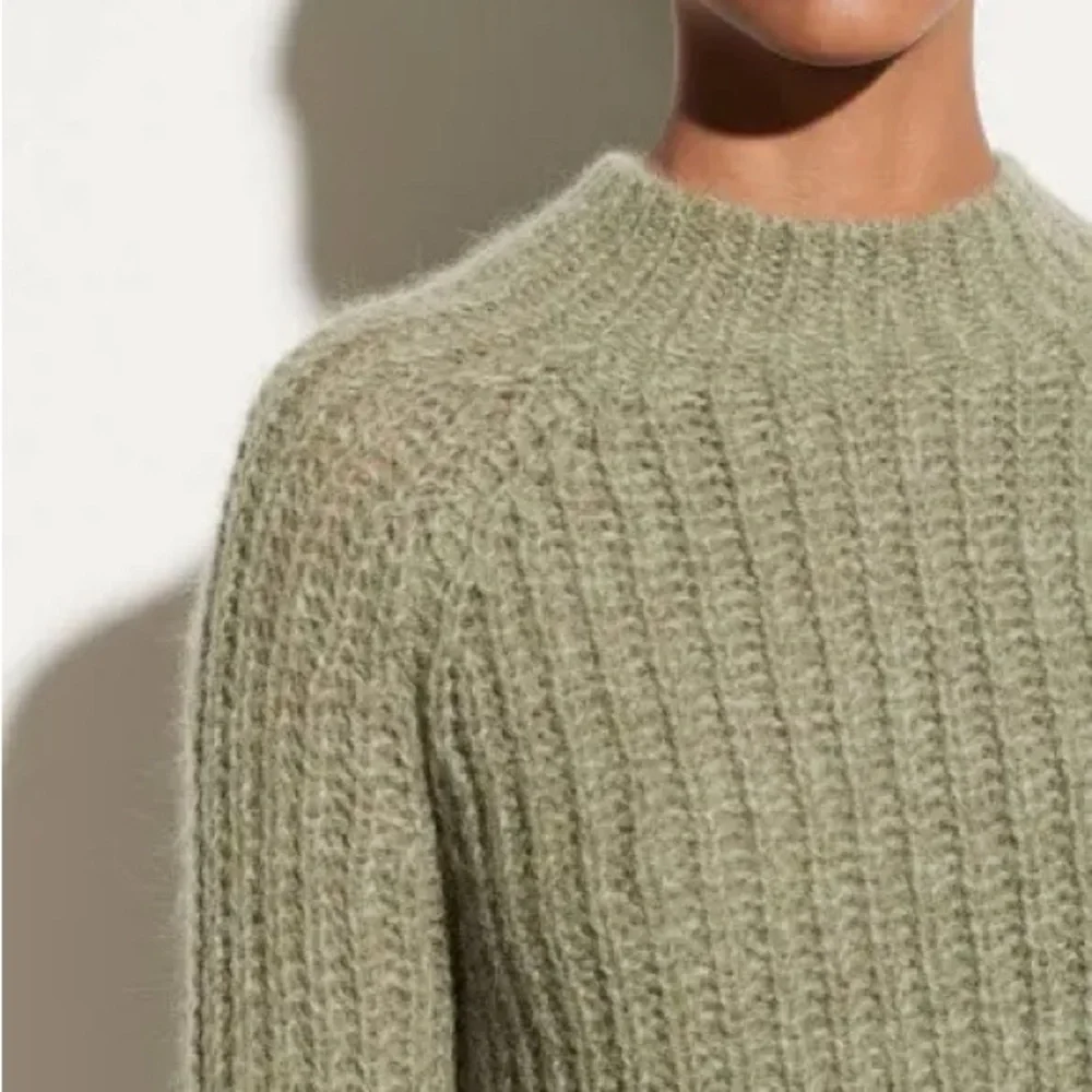 Vince - Marled Raglan Pullover in Jadeite Mohair Alpaca Blend Sweater Knit L